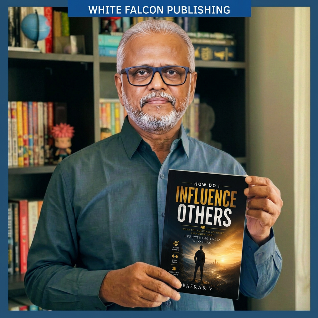 Baskar V holding his book How Do I Influence Others